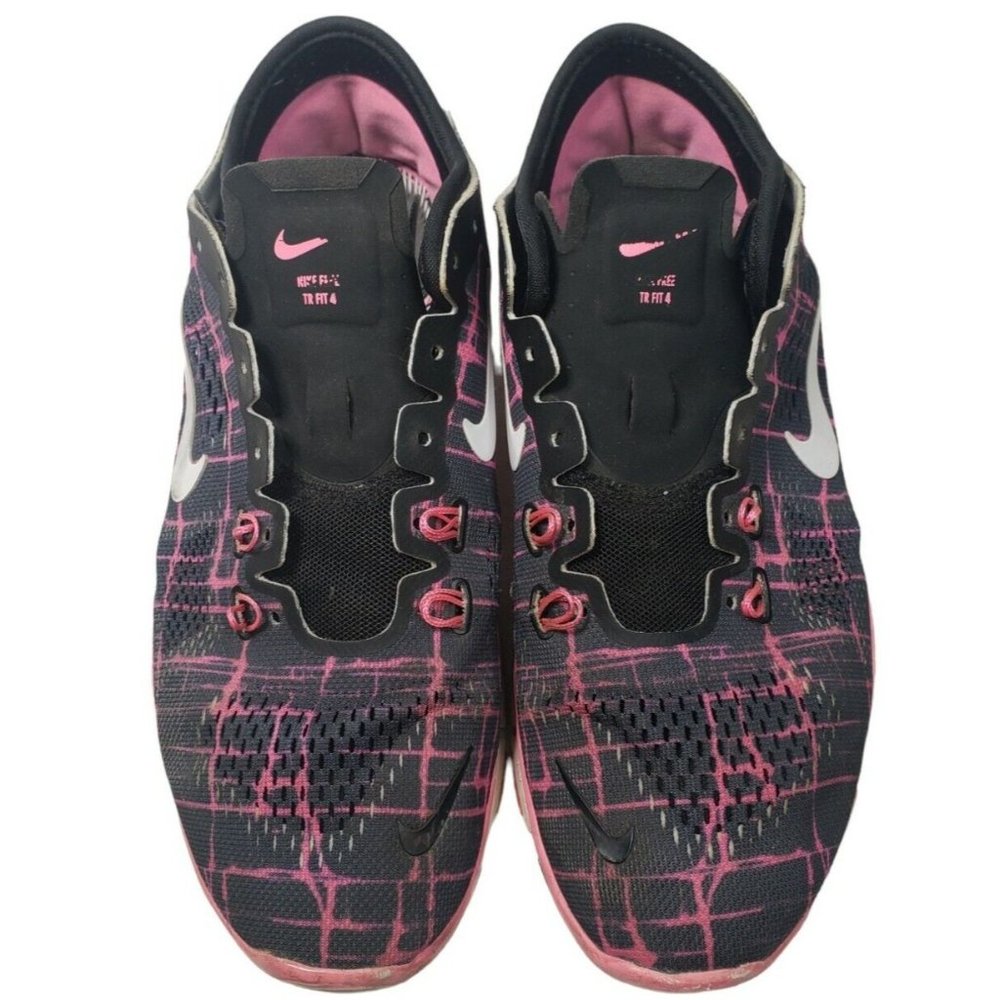 Nike Free 5.0 TR Fit 4 Print Running Shoe Womens Size 8 Black Pink Athletic